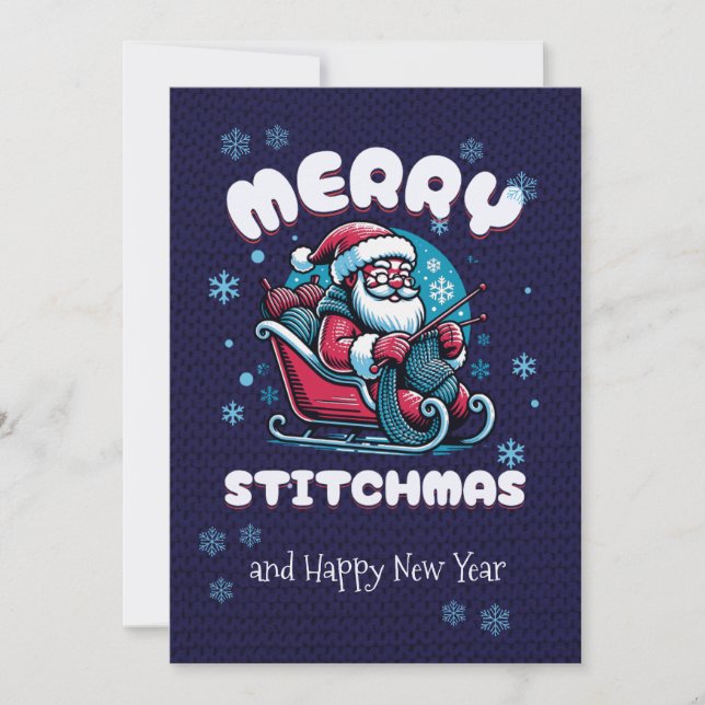 Merry Stitchmas Weihnachtslieder Feiertagskarte (Vorderseite)