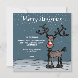 Merry Stressmas mit Rudolph Christmas Card Mitteilungskarte