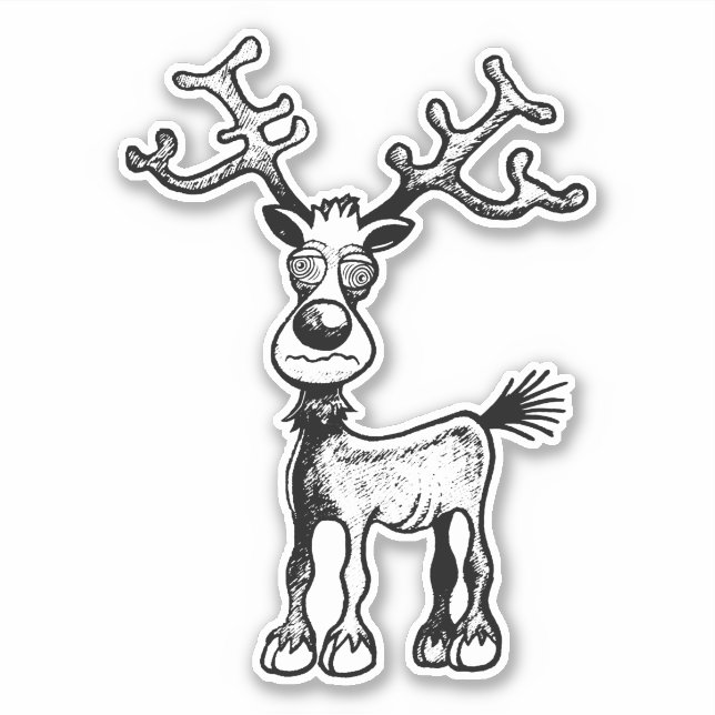 Merry Stressmas mit Rudolph der Reindeer-Aufkleber Aufkleber (Vorderseite)