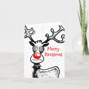 Merry Stressmas Rudolph Christmas Card Feiertagskarte