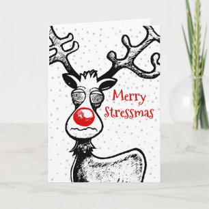 Merry Stressmas Rudolph Weihnachtsfotokarte Feiertagskarte