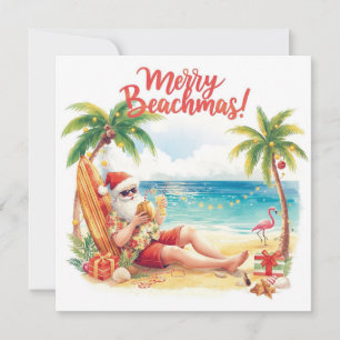 Merry Summer Holiday Santa am Strand Feiertagskarte