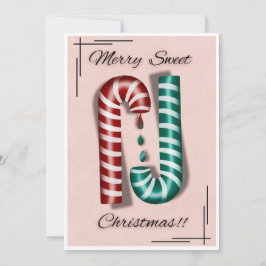 Merry Sweet Christmas Card - festliche Candy Cane  Feiertagskarte