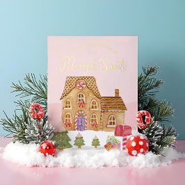 Merry & Sweet Watercolor Gingerbread Candy Village Folien Feiertagskarte