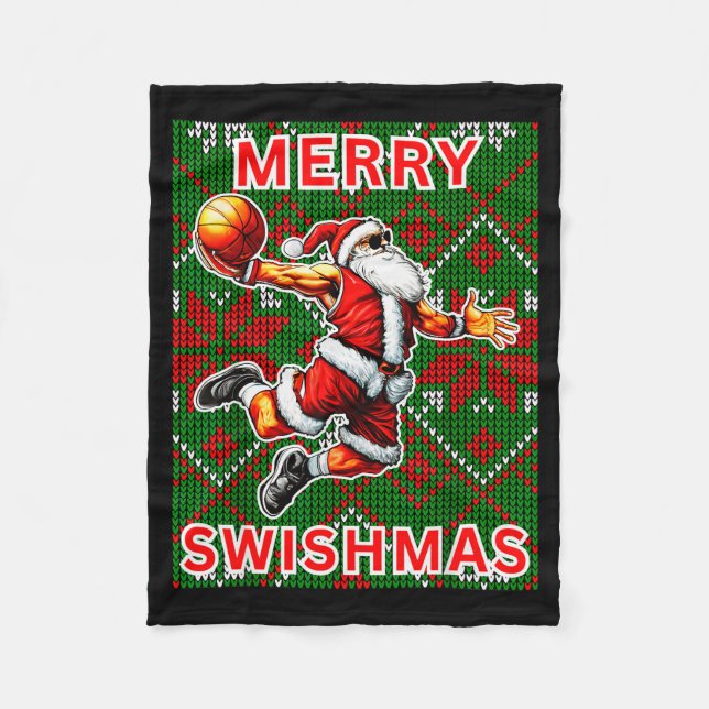 Merry Swishmas Basketball Christmas Santa Claus Sl Fleecedecke (Vorderseite)