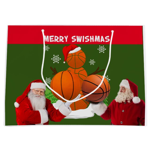 MERRY SWISHMAS Basketball Große Geschenktüte (Vorderseite)
