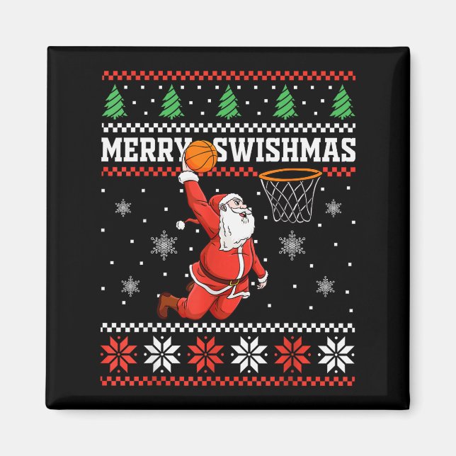 Merry Swishmas Basketball Snowman Christmas Ugly P Magnet (Vorne)