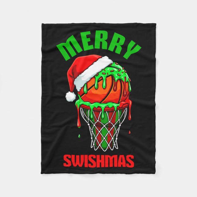 Merry Swishmas Basketball Ugly Christmas Xmas Men  Fleecedecke (Vorderseite)