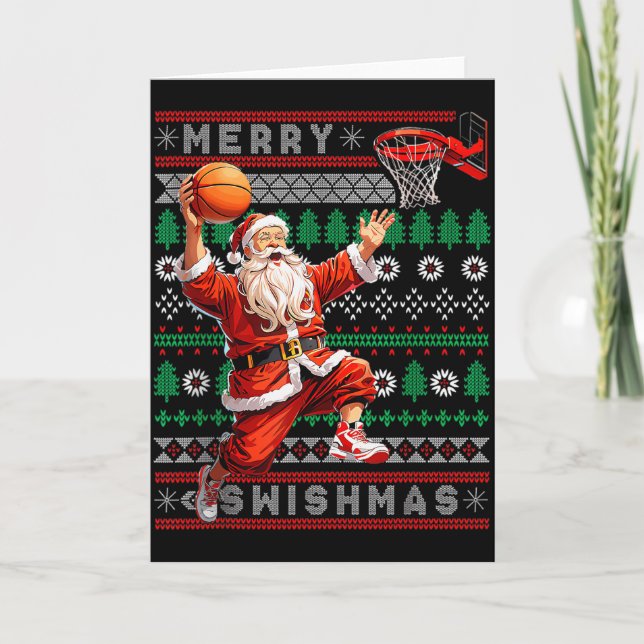 Merry Swishmas Basketball Ugly Christmas Xmas Men  Karte (Vorderseite)