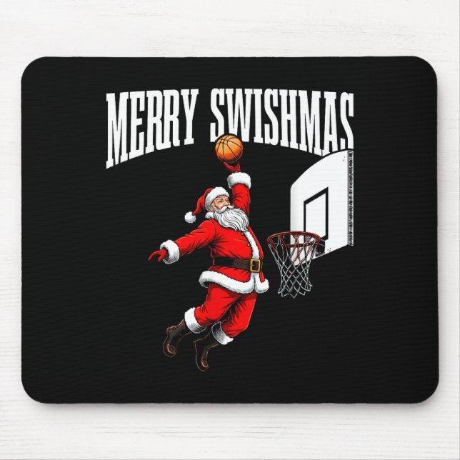 Merry Swishmas Basketball Ugly Christmas Xmas Men  Mousepad (Vorne)
