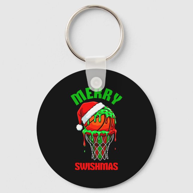 Merry Swishmas Basketball Ugly Christmas Xmas Men  Schlüsselanhänger (Vorderseite)