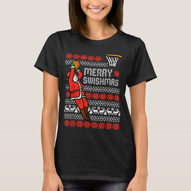 Merry Swishmas Basketball Ugly Christmas Xmas Men  T-Shirt (Vorderseite)