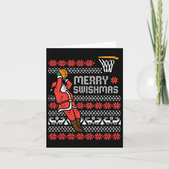 Merry Swishmas Basketball Ugly Weihnachten Weihnac Karte (Vorderseite)