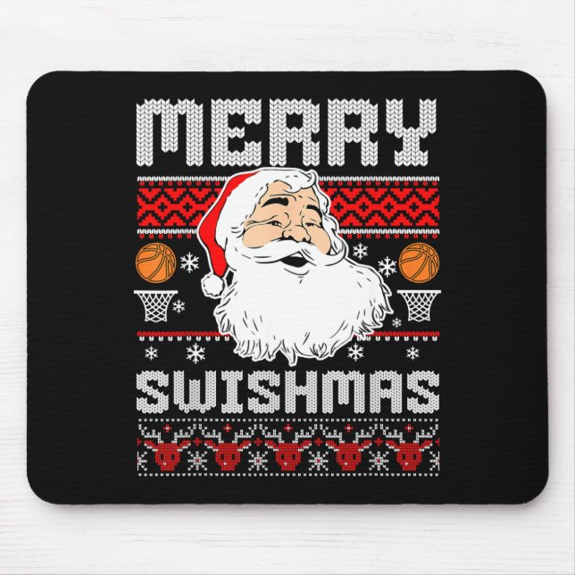 Merry Swishmas Basketball Xmas Ugly Christmas Men  Mousepad (Vorne)