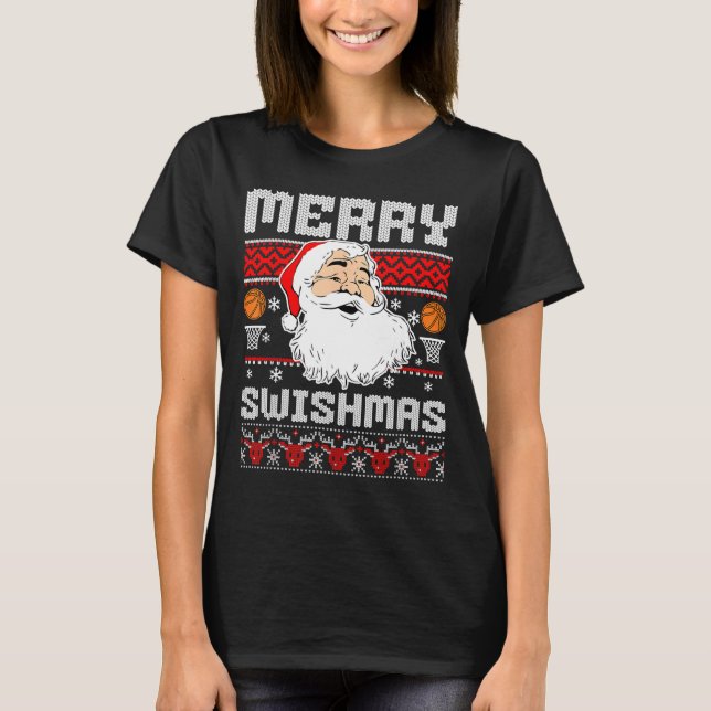 Merry Swishmas Basketball Xmas Ugly Christmas Men  T-Shirt (Vorderseite)