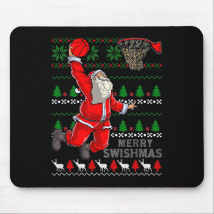 Merry Swishmas Santa Bysketbyll Byll Ugly Christma Mousepad