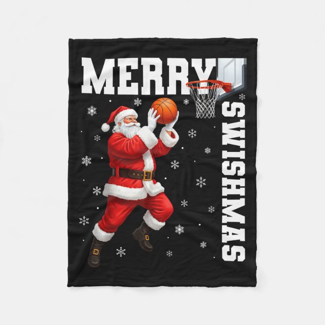 Merry Swishmas Srt Christmas Basketball Xmas Men B Fleecedecke (Vorderseite)