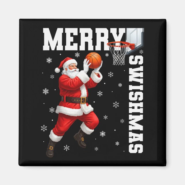 Merry Swishmas Srt Christmas Basketball Xmas Men B Magnet (Vorne)