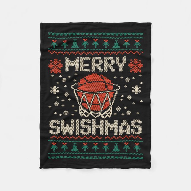 Merry Swishmas Ugly Christmas Sweater Bysketll Fleecedecke (Vorderseite)