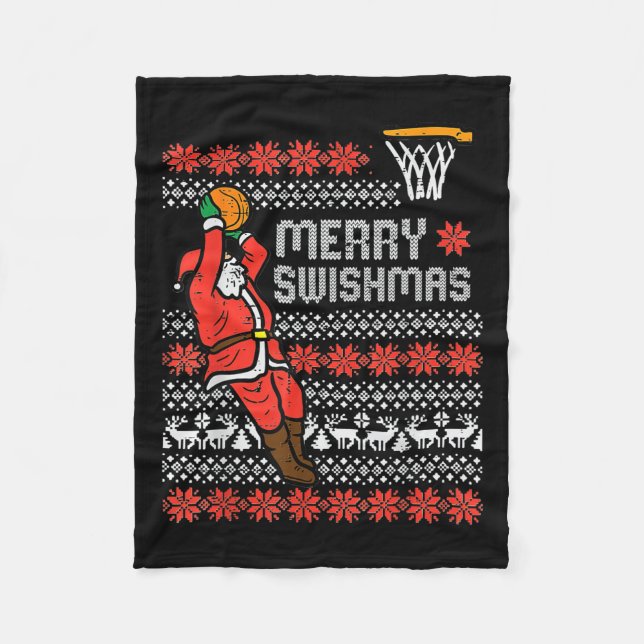 Merry Swishmas Ugly Christmas Sweater Bysketll Paj Fleecedecke (Vorderseite)