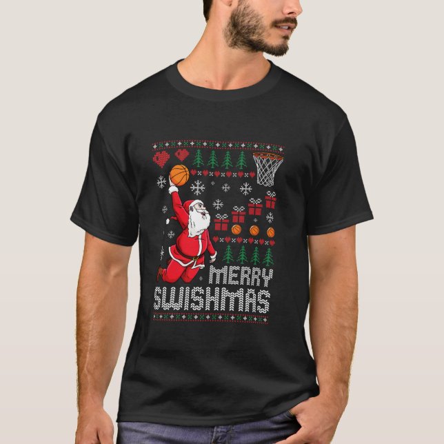 Merry Swishmas Ugly Christmas Weihnachtskörbe T-Shirt (Vorderseite)