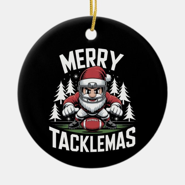 Merry Tacklemas Fußball Weihnachten Weihnachten We Keramik Ornament (Vorne)