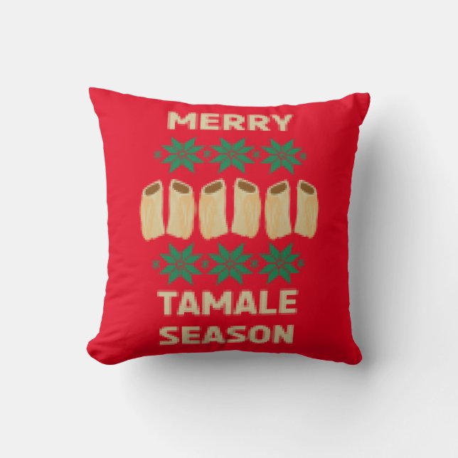 Merry Tamale Season Funny Xmas Sweater Kissen (Vorderseite)