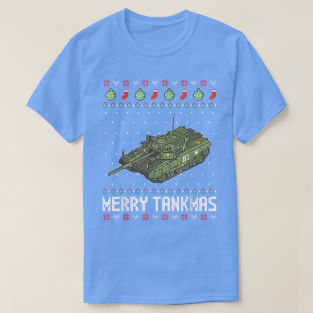 Merry Tankmas Armee Kampftank Funny Ugly T-Shirt (Design vorne)