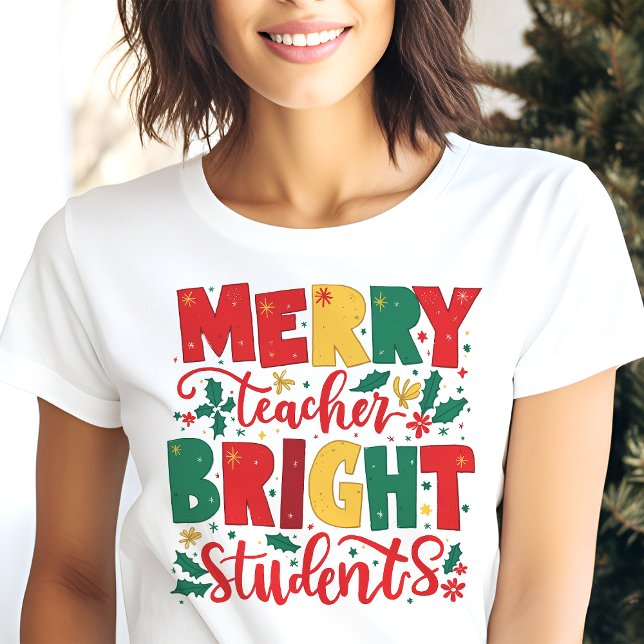 Merry Teacher Bright Schüler Weihnachten Tri-Blend Shirt (Von Creator hochgeladen)