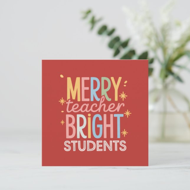 Merry Teacher Bright Schüler Weihnachten Weihnacht Einladung (Stehend Vorderseite)