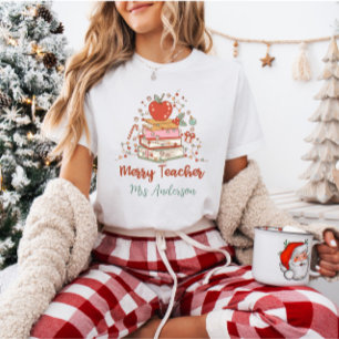 Merry Teacher Retro Weihnachten T-Shirt
