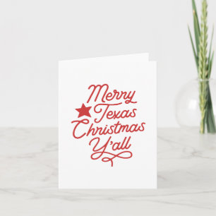 Merry Texas Christmas Y'all Script Red Greeting Karte