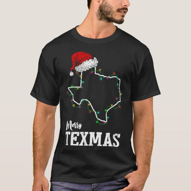 Merry Texas Staat Weihnachten Kontur S T-Shirt (Vorderseite)