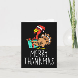 Merry Thankmas Santa Turkey Day Erntedank Chris Karte