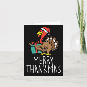 Merry Thankmas Santa Turkey Day Erntedank Chris Karte