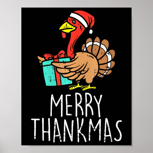Merry Thankmas Santa Turkey Day Erntedank Chris Poster (Vorne)