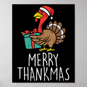 Merry Thankmas Santa Turkey Day Erntedank Chris Poster
