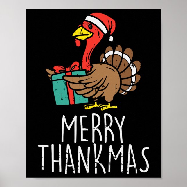 Merry Thankmas Santa Turkey Day Erntedank Chris Poster (Vorne)