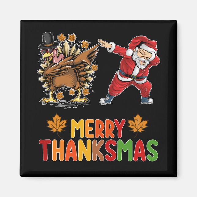 Merry Thanksmas Erntedank Herbst Weihnachtssaison Magnet (Vorne)