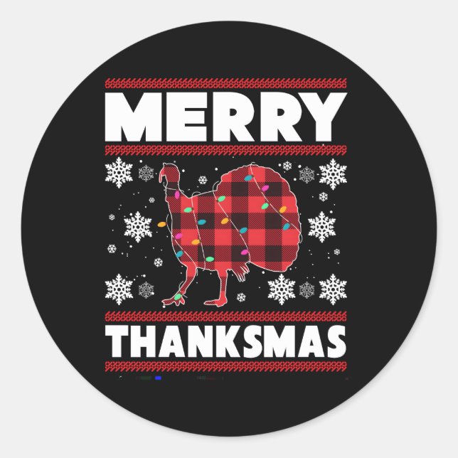 Merry Thanksmas Erntedank Runder Aufkleber (Vorderseite)