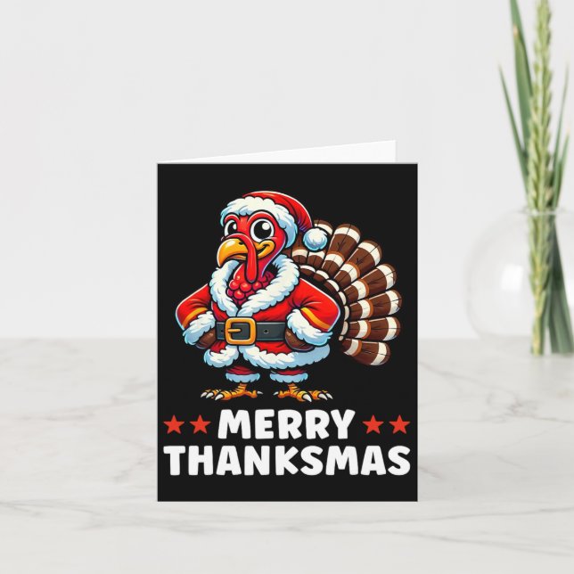 Merry Thanksmas Erntedank Türkei Xmas Funny Karte (Vorderseite)