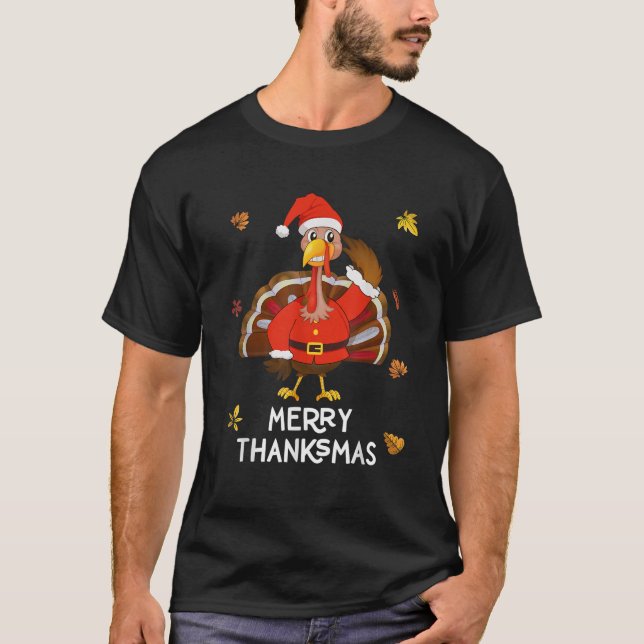 Merry Thanksmas Erntedank Turkey Merry Christma T-Shirt (Vorderseite)