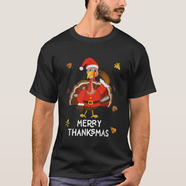 Merry Thanksmas Erntedank Turkey Merry Christma T-Shirt (Vorderseite)