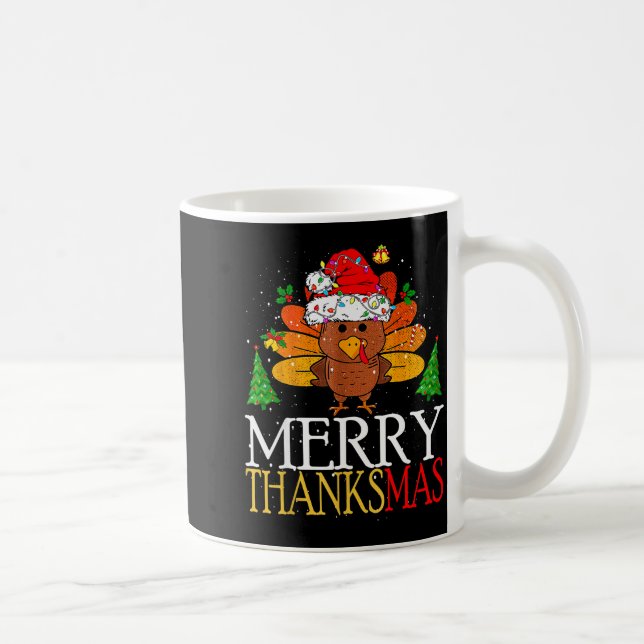 Merry Thanksmas Happy Thanksgiving Santa Turkey  Kaffeetasse (Rechts)