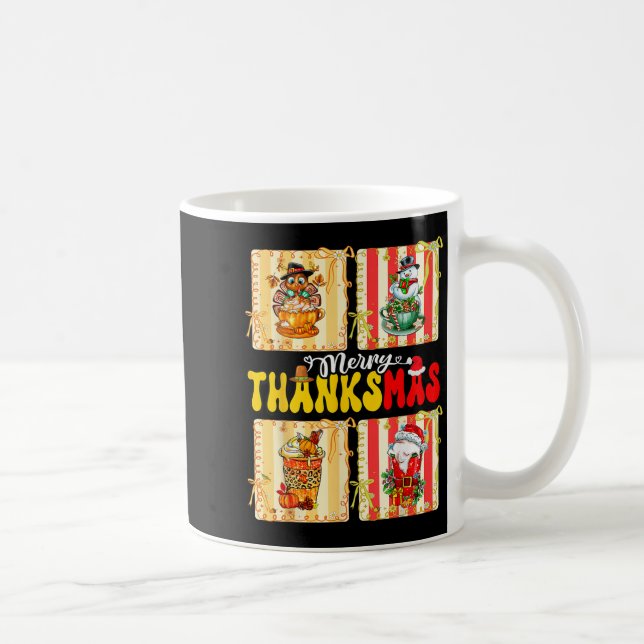 Merry Thanksmas Pumpkin Sce Latte Coffee Thanksgiv Kaffeetasse (Rechts)