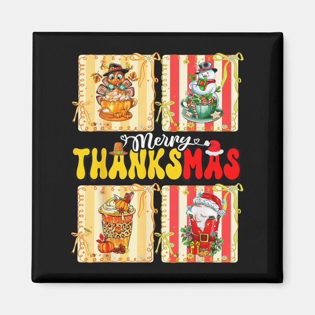 Merry Thanksmas Pumpkin Sce Latte Coffee Thanksgiv Magnet (Vorne)