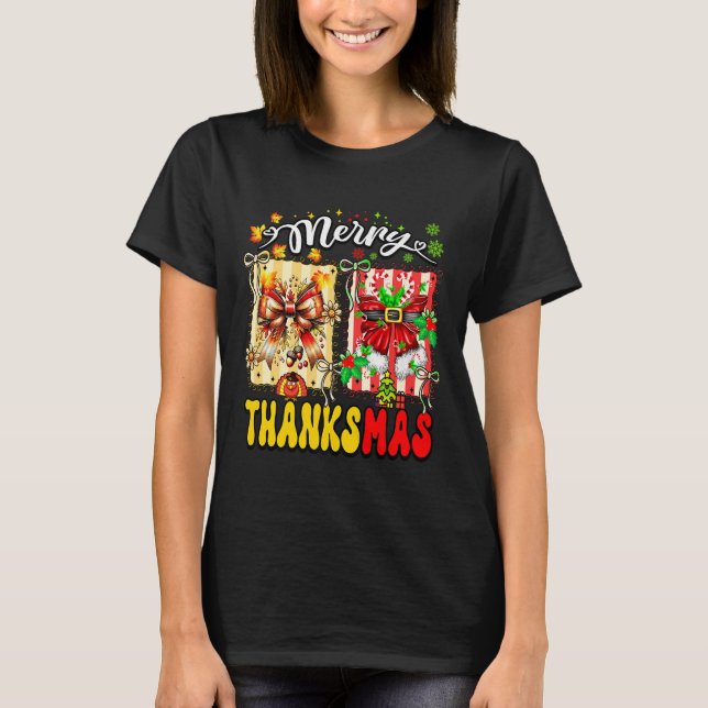 Merry Thanksmas Thanksgiving Christmas Coquette Bo T-Shirt (Vorderseite)