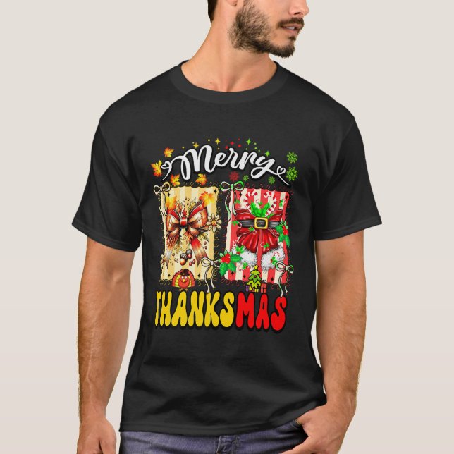 Merry Thanksmas Thanksgiving Christmas Coquette Bo T-Shirt (Vorderseite)