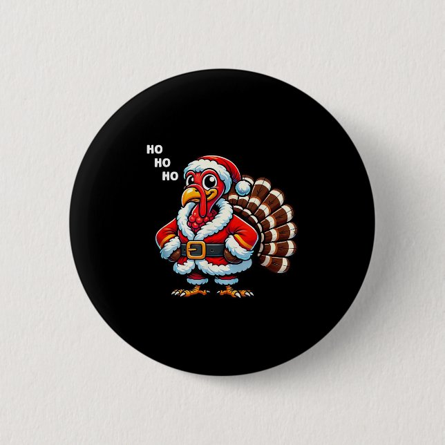 Merry Thanksmas Thanksgiving Turkey Xmas Funny Kid Button (Vorderseite)