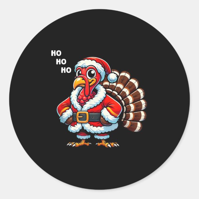 Merry Thanksmas Thanksgiving Turkey Xmas Funny Kid Runder Aufkleber (Vorderseite)
